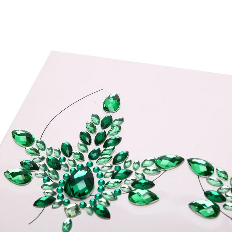 Lot de 2 cache mamelons vert Bijoux de corps bijou de sein poitrine cache mamelon sexy adhésif réutilisable en strass bijou de mamelon femme