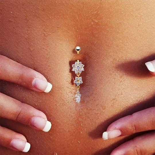 Piercing de nombril sexy cristal fleur - Shinyboheme - Piercing au nombril - Boucle de nombril - Bijoux de nombril femme - Bijoux de crops piercing femme - Bijoux de corps sexy - Shiny Bohème