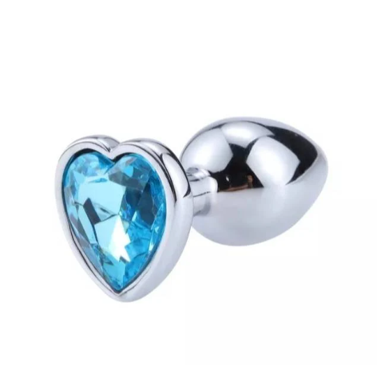 Plug anal avec cœur en strass - Shinyboheme - Plug anal petite taille avec bijou en strass - Petit plug anal cœur bleu clair