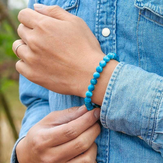 Bracelet de perles en apatite naturelle 8 mm