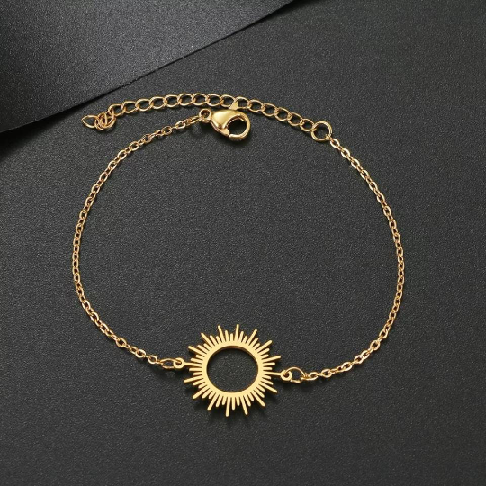 Bracelet bohème soleil en acier inoxydable plaque or et argent