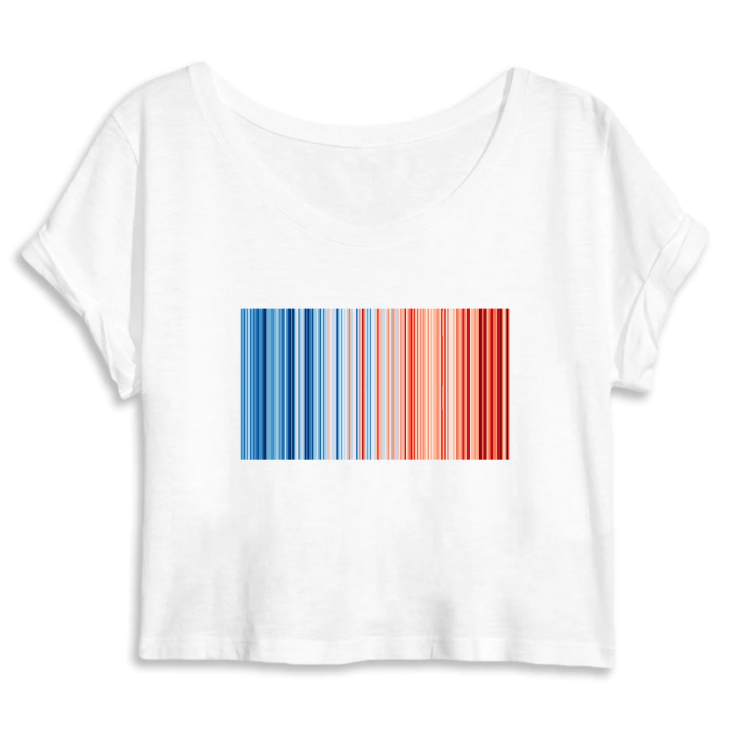 Crop-top blanc oversize en coton bio - Warming stripes - Bandes de réchauffement climatique - Ecologie - Shinyboheme