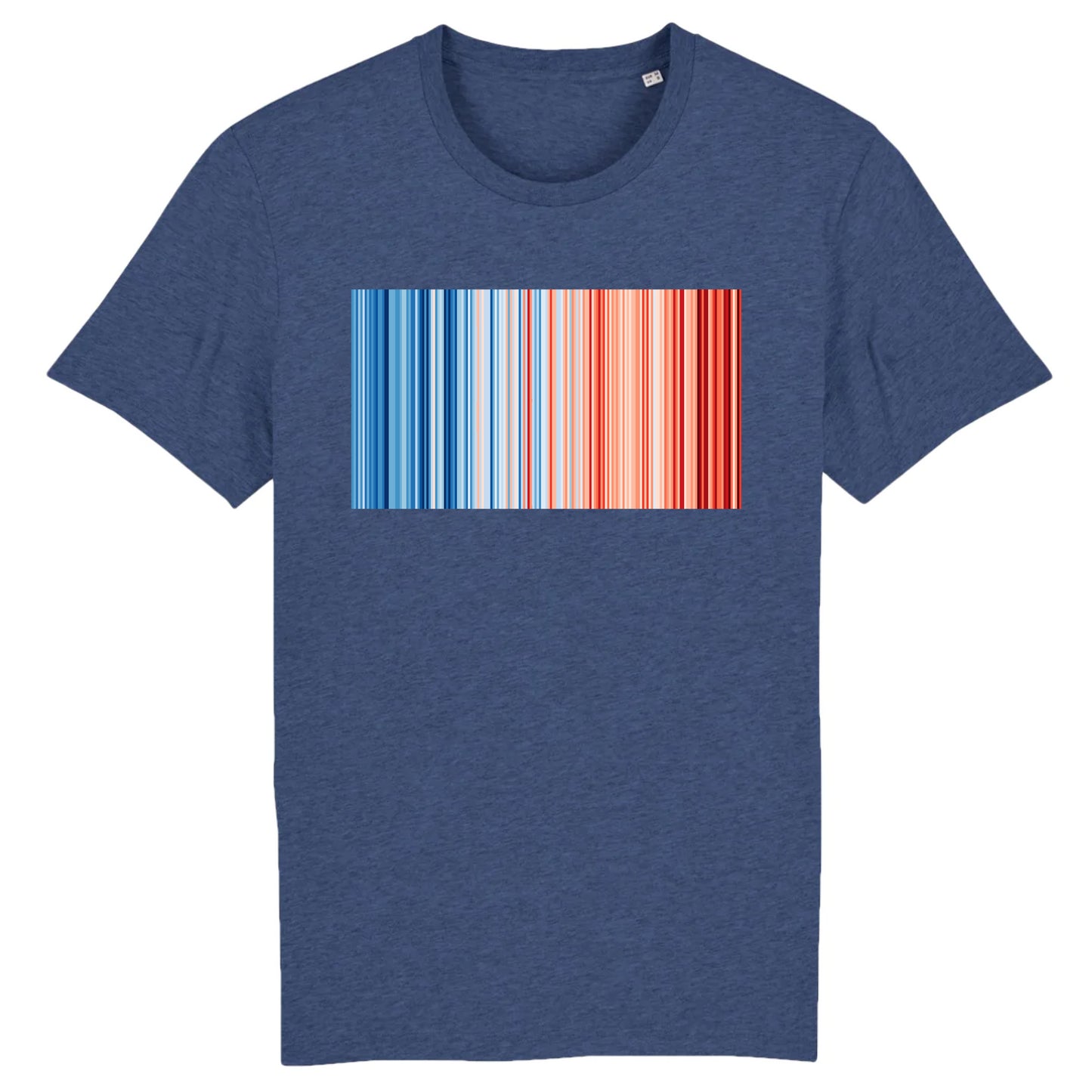 T-shirt bleu indigo warming stripes - bandes de réchauffement climatiques - T-shirt écologie - T-shirt warming stripes homme - T-shirt warming stripes femme - Shinyboheme