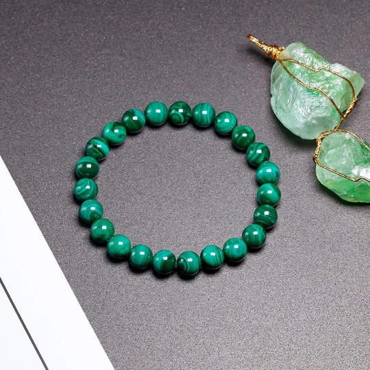 Bracelet en pierre de malachite perles de 8mm Shinyboheme