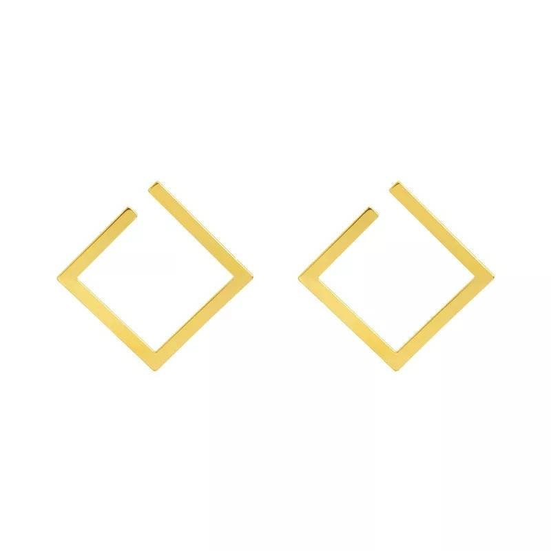 Square earrings geometric gold or silver plated earring large women's minimalist Creole square earrings