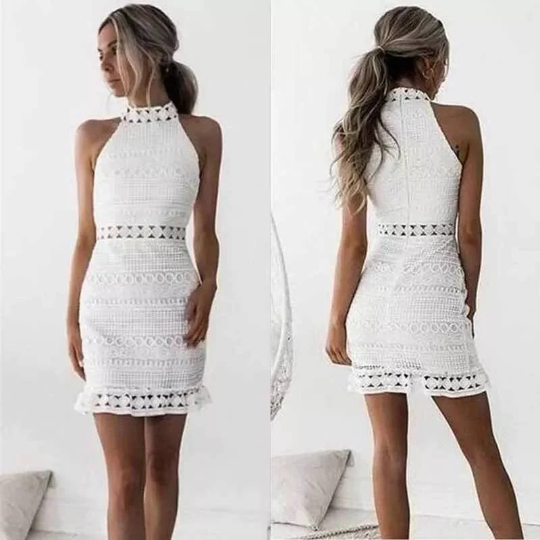 Robe moulante dentelle blanche sexy été