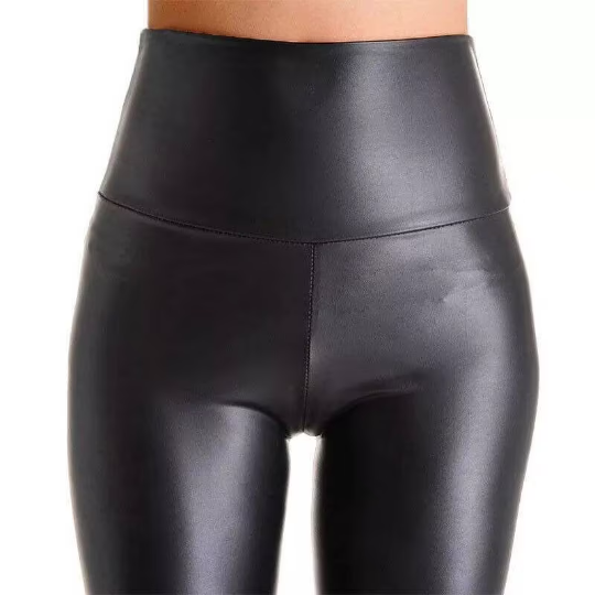 Pentalon legging noir en simili cuir étirable spandex