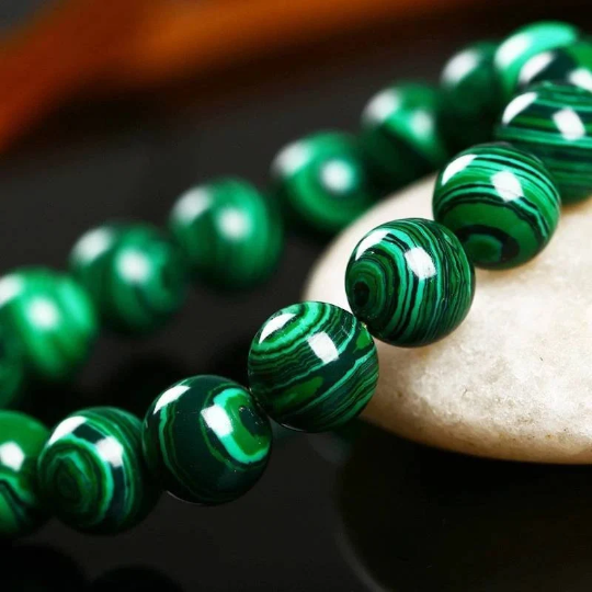 Bracelet de lithothérapie malachite naturelle 8mm Shinyboheme