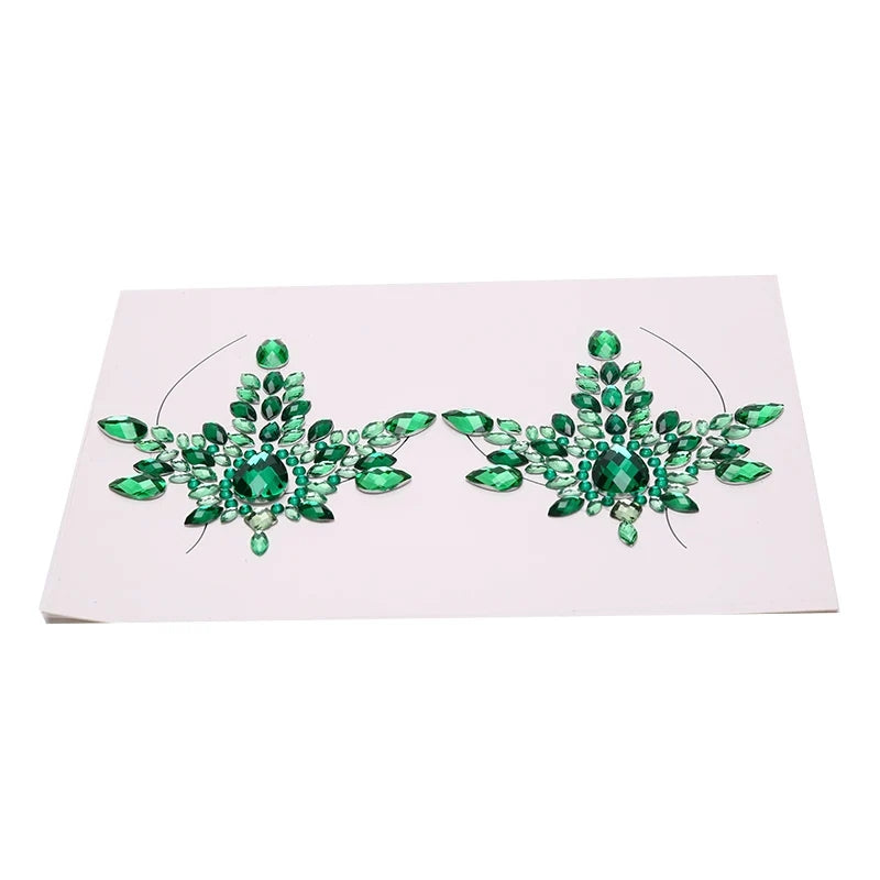 Lot de 2 cache mamelons vert Bijoux de corps bijou de sein poitrine cache mamelon sexy adhésif réutilisable en strass bijou de mamelon femme