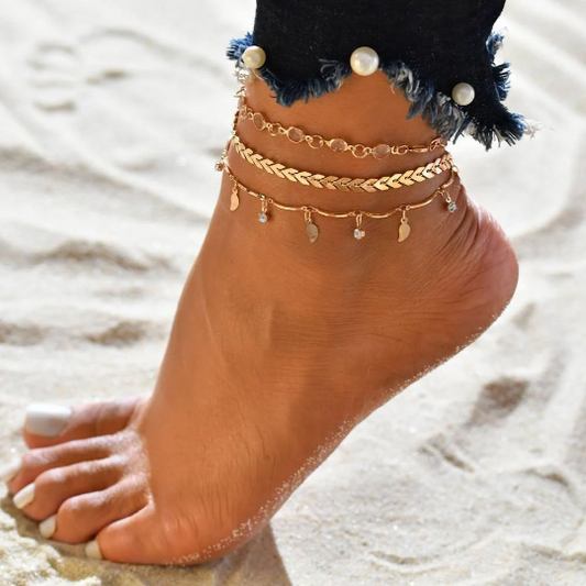 Bracelet de cheville - Chaîne de cheville bohème - Shinyboheme - bijoux de plage - bijoux été femme - chaîne de pied femme