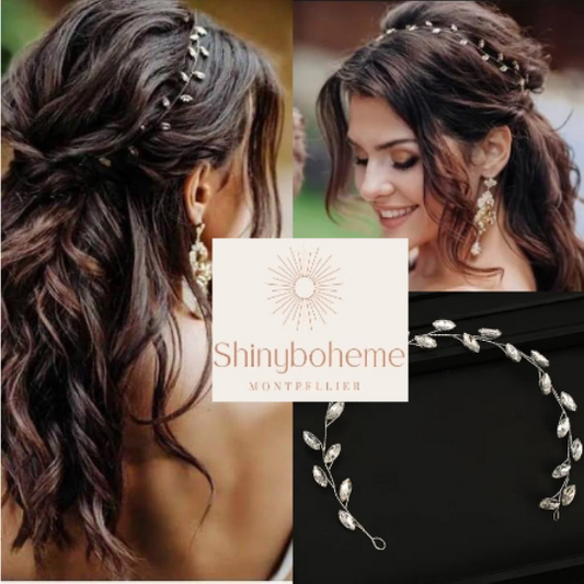 Diadème feuilles d'or - Shinyboheme - Bijoux pour coiffure - Accessoire coiffure de mariée - Coiffure de mariage - Diadème pour mariée et demoiselles d'honneur - Bijoux de cheveux femme - Accessoire pour mariée bohème - Bijoux bohème chic pour mariée - Shiny Bohème