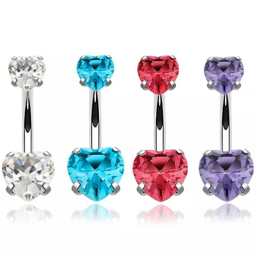 Piercing de nombril en forme de coeur - Shinyboheme - Piering coeur plusieurs couleurs - Piercing en acier chirurgical - Shiny Bohème