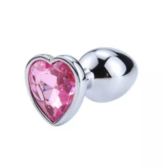 Plug anal avec cœur en strass - Shinyboheme - Plug anal petite taille avec bijou en strass - Petit plug anal cœur rose