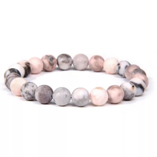 Bracelet en pierre naturelle de jaspe rose zébrée Shinyboeheme pierre de lithothérapie bracelet femme