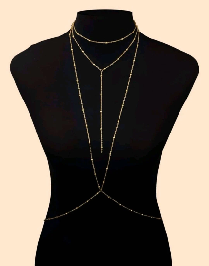 Bijou de corps en acier inoxydable plaqué or - Bijoux de crops sey femme - Bijoux de corps chaîne - Chaîne de crops sexy - Bijou libertin - Chaîne or pour le corps - Bijoux en or pour le corps - Shinyboheme
