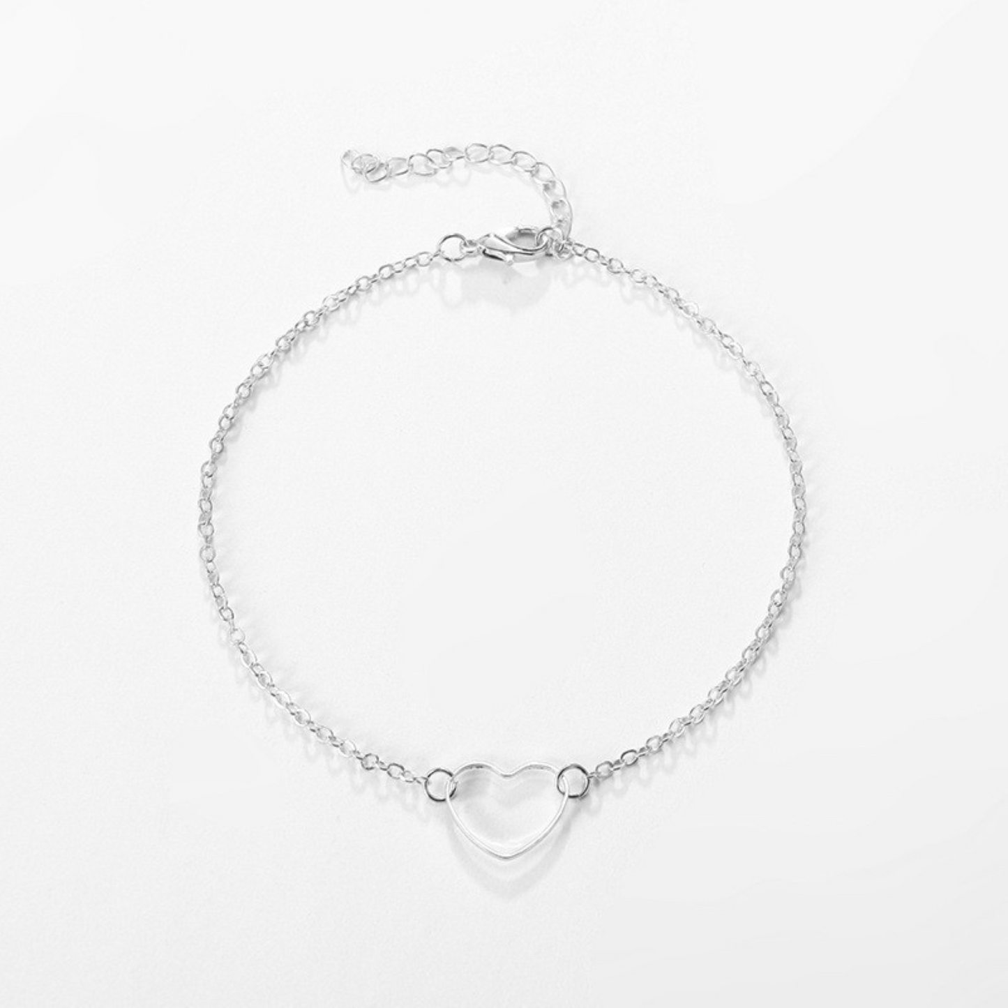 Shinyboheme - Shiny Bohème - Chaîne de pierd pendentif coeur - Bijoux de plage - Bracelet de cheville coeur - Bijoux pour la plage - Bijoux été bohème femme argent