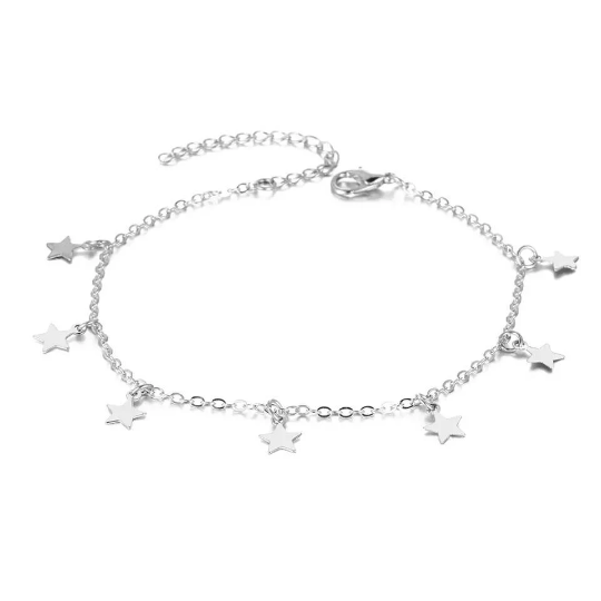 Bracelet de cheville étoile - Shinyboheme - Bracelet de cheville avec pendentif étoile - Bijoux étoile femme - Bijoux bohème - Bijou de plage - Bijoux fantaisie étoile - Chaîne de cheville été - Shiny bohème