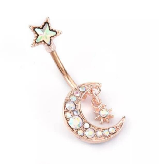 Piercing de nombril lune et étoile - Shinyboheme - Piercing pour nombril en acier - Piercing de nombril pour femme