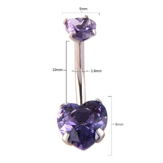 Piercing de nombril en forme de coeur - Shinyboheme - Piering coeur violet - Piercing en acier chirurgical - Shiny Bohème
