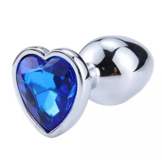 Plug anal avec cœur en strass - Shinyboheme - Plug anal petite taille avec bijou en strass - Petit plug anal cœur bleu marine