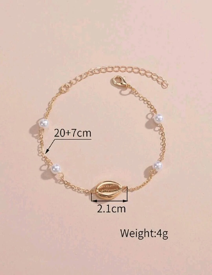 Chaîne de cheville xoquillage et perles - Bracelet de cheville - Chaîne de cheville coquillage - Bijoux été - Bijoux fantaisie femme plage - Shinyboheme