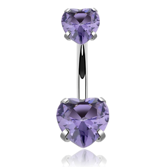 Piercing de nombril en forme de coeur - Shinyboheme - Piering coeur violet - Piercing en acier chirurgical - Shiny Bohème