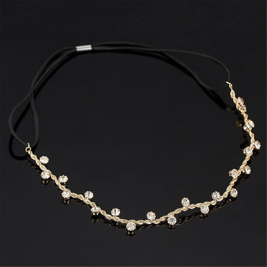 Diadème élastique strass - Shinyboheme - Bijoux pour coiffure - Accessoire coiffure de mariée - Coiffure de mariage - Diadème pour mariée et demoiselles d'honneur - Bijoux de cheveux femme - Accessoire pour mariée bohème - Bijoux bohème chic pour mariée - Shiny Bohème