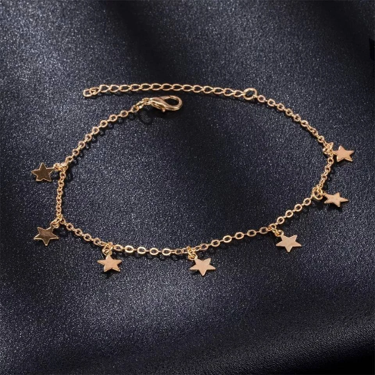 Bracelet de cheville étoile - Shinyboheme - Bracelet de cheville avec pendentif étoile - Bijoux étoile femme - Bijoux bohème - Bijou de plage - Bijoux fantaisie étoile - Chaîne de cheville été - Shiny bohème