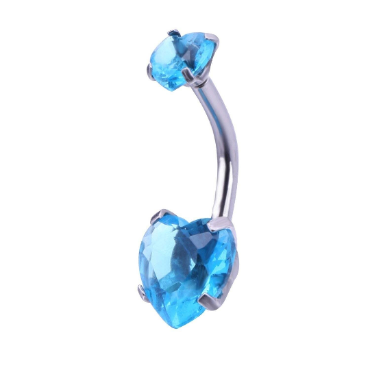 Piercing de nombril en forme de coeur - Shinyboheme - Piering coeur bleu - Piercing en acier chirurgical - Shiny Bohème