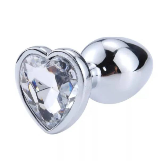 Plug anal avec cœur en strass - Shinyboheme - Plug anal petite taille avec bijou en strass - Petit plug anal cœur transparent