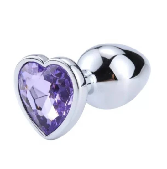 Plug anal avec cœur en strass - Shinyboheme - Plug anal petite taille avec bijou en strass - Petit plug anal cœur violet