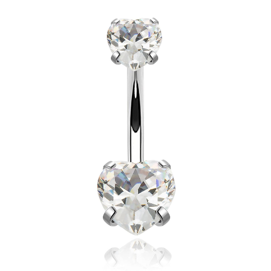 Piercing de nombril en forme de coeur - Shinyboheme - Piering coeur transparent - Piercing en acier chirurgical - Shiny Bohème