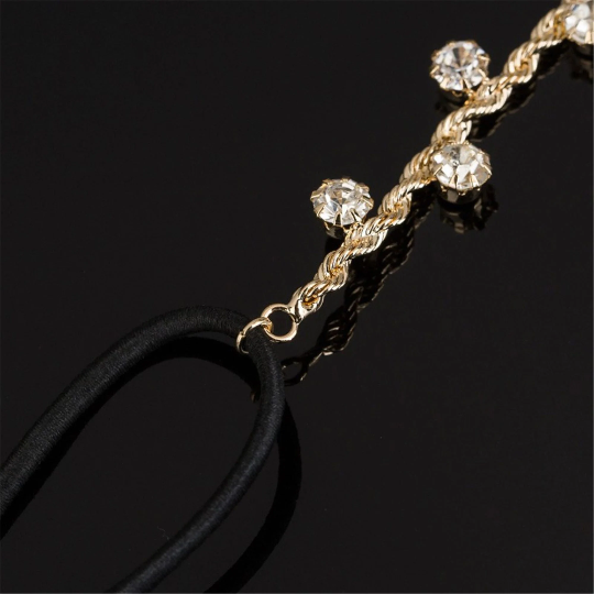Diadème élastique strass - Shinyboheme - Bijoux pour coiffure - Accessoire coiffure de mariée - Coiffure de mariage - Diadème pour mariée et demoiselles d'honneur - Bijoux de cheveux femme - Accessoire pour mariée bohème - Bijoux bohème chic pour mariée - Shiny Bohème