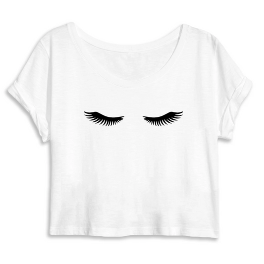 Crop-top femme blanc cils - cropt-top oversize - Shinyboheme - Crop top cils