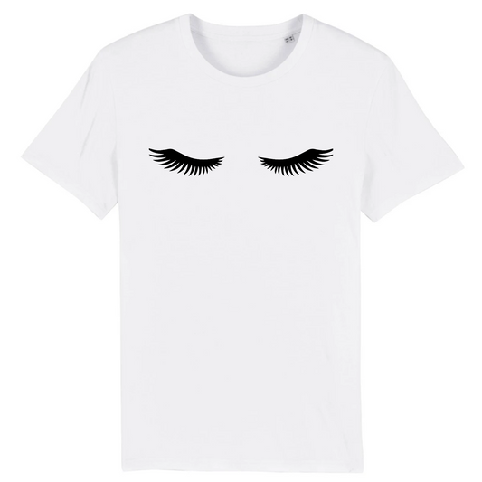 T-shirt blanc femme en coton bio - T-shirt femme cils - Shinyboheme