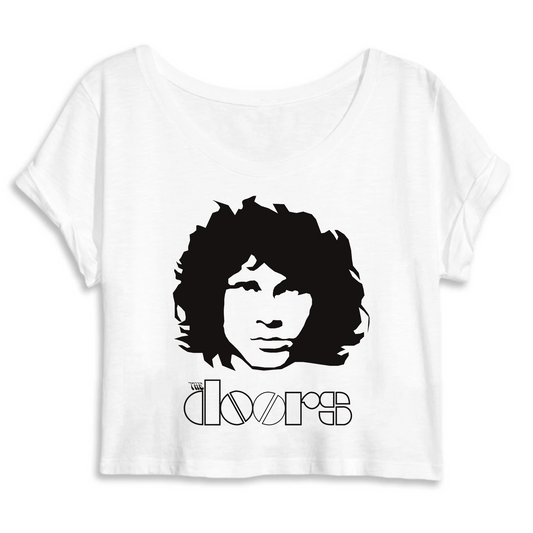 T-shirt blanc femme crop-top - Crop top jim morrison - T-shirt femme jim morrison - Shinyboheme - Crop-top rock the doors