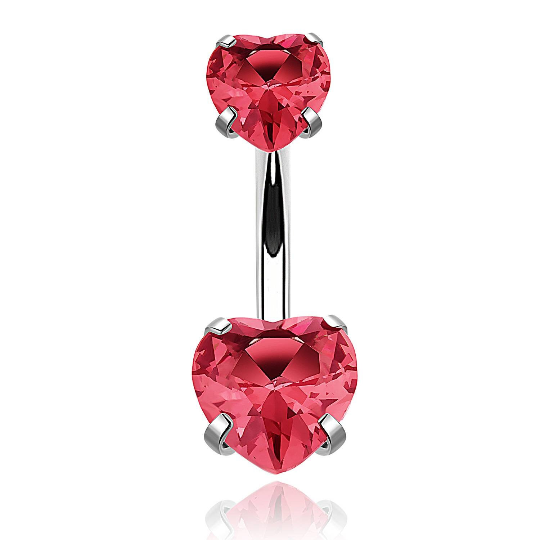 Piercing de nombril en forme de coeur - Shinyboheme - Piering coeur rouge - Piercing en acier chirurgical - Shiny Bohème