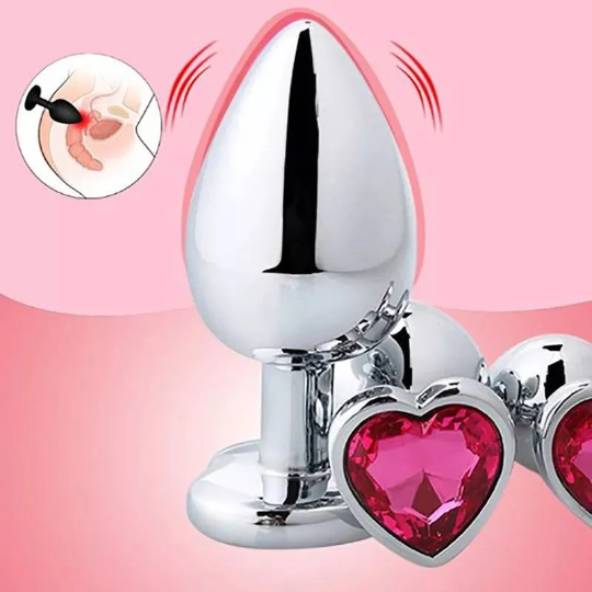 Plug anal avec cœur en strass - Shinyboheme - Plug anal petite taille avec bijou en strass - Petit plug anal cœur rose