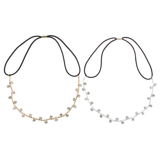 Diadème élastique strass - Shinyboheme - Bijoux pour coiffure - Accessoire coiffure de mariée - Coiffure de mariage - Diadème pour mariée et demoiselles d'honneur - Bijoux de cheveux femme - Accessoire pour mariée bohème - Bijoux bohème chic pour mariée - Shiny Bohème