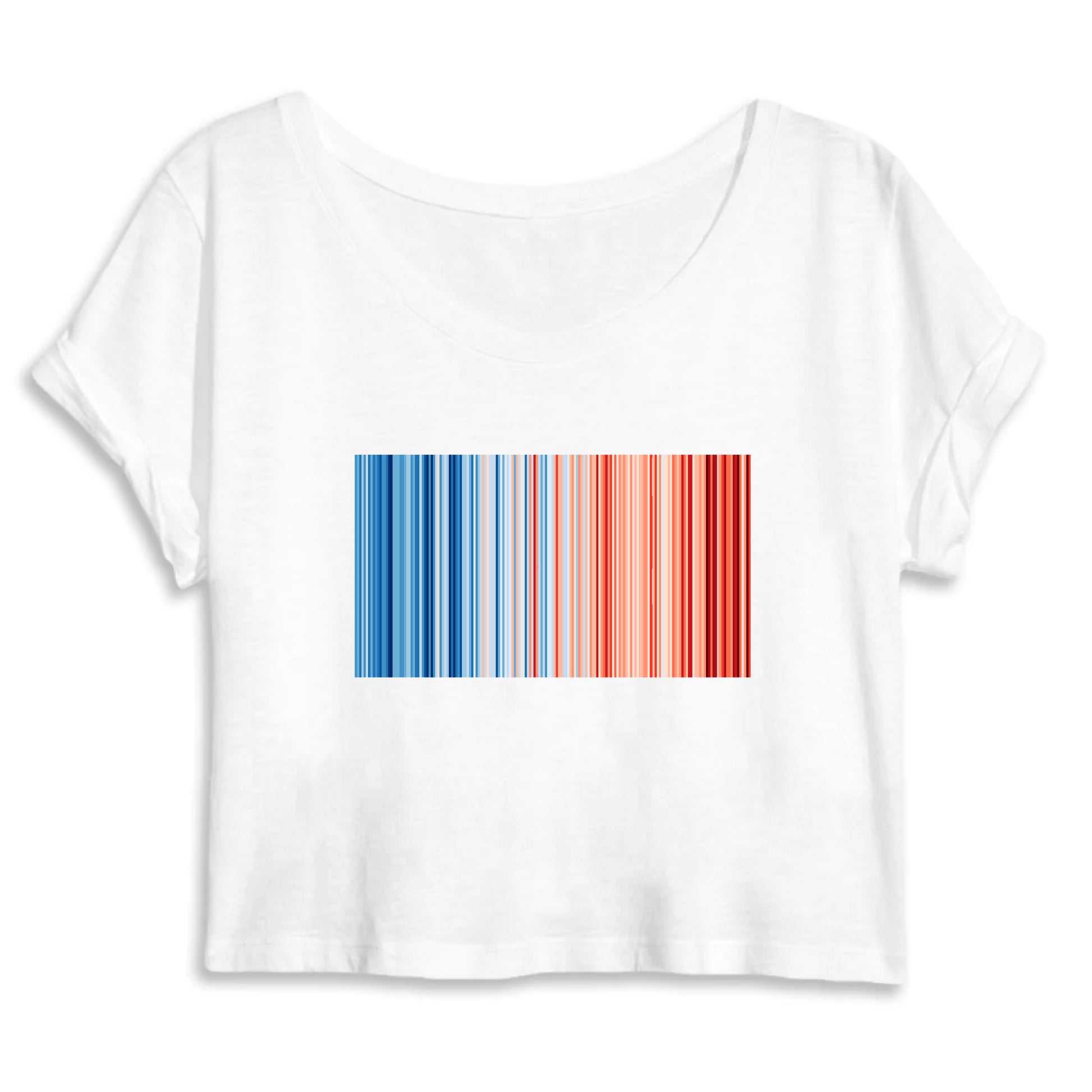 Crop-top blanc oversize en coton bio - Warming stripes - Bandes de réchauffement climatique - Ecologie - Shinyboheme