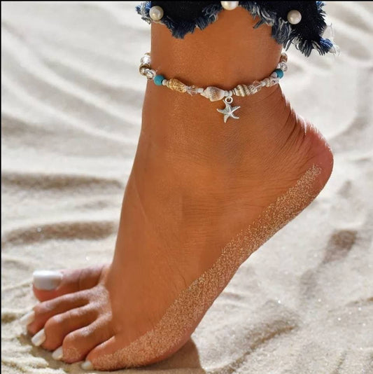Bijoux de corps chaîne de cheville coquillage étoile de mer bijou d'été Shinyboheme bijou bohème de plage femme été