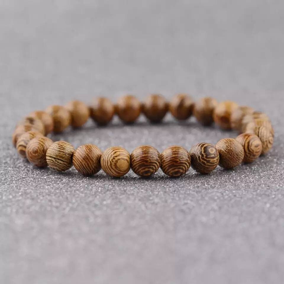 Bracelet de lithothérapie en bois de sental Shinyboheme bracelet homme barcelet femme perles 8mm en bois